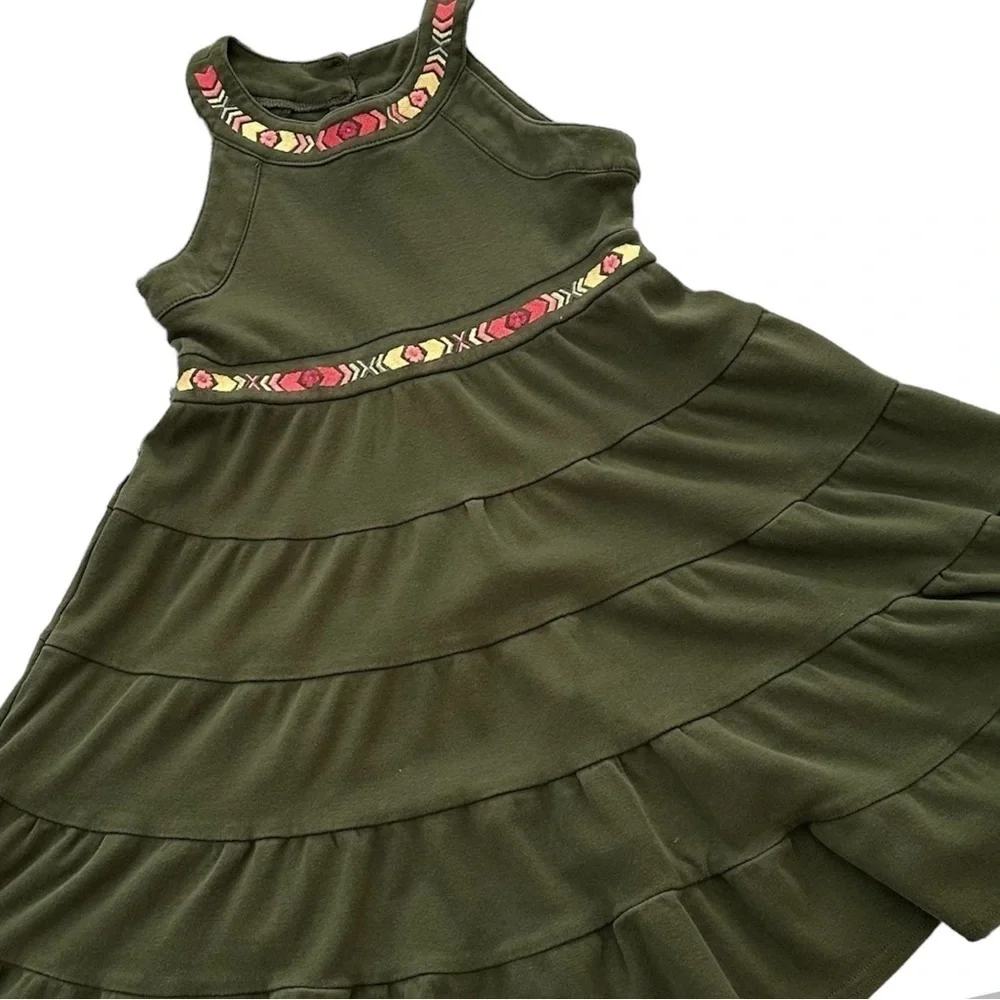 Gymboree Dress Olive Green Ruffles Size 7